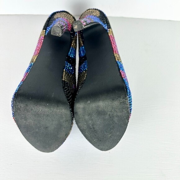 Steve Madden Dyvinal Multi-Colored Rhinestone Platform Heels Glitz Size 7.5 - Picture 7 of 7